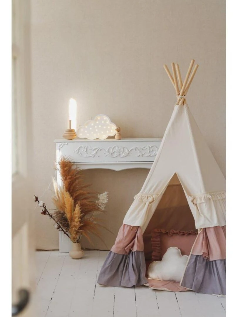 Tente Tipi Powder Frills à volants   Beige  Rose  Gris   Moi Mili   N/A