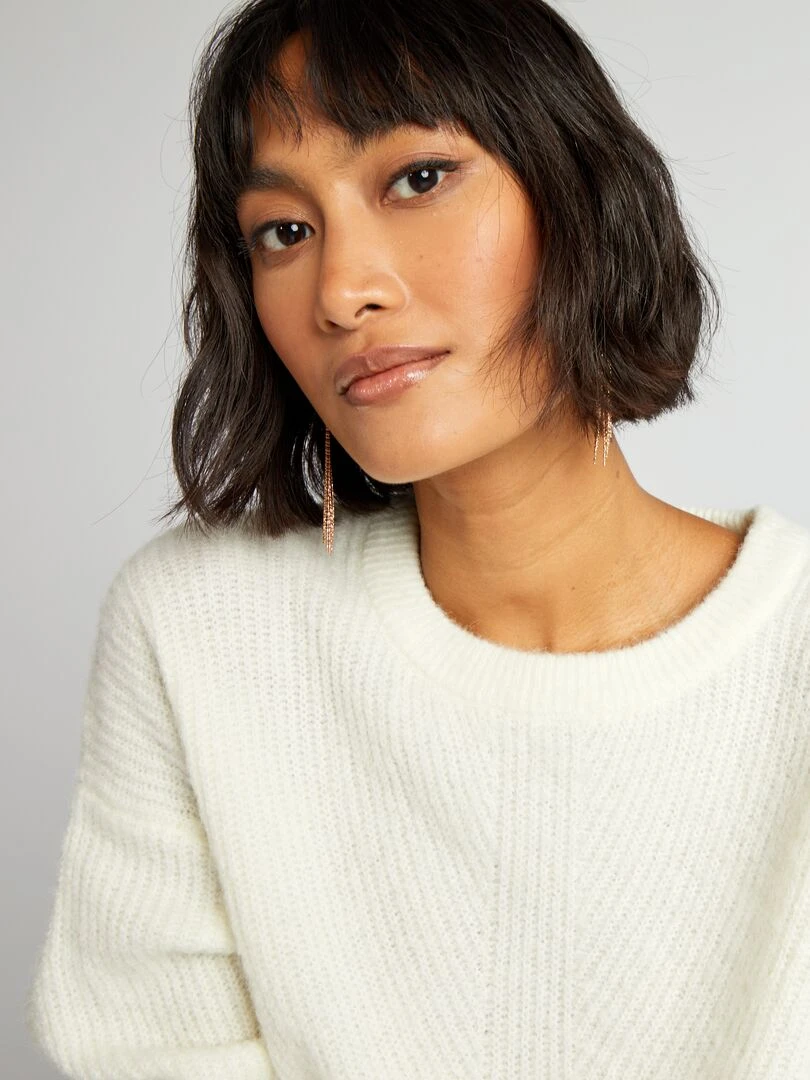 Pull en maille côtelée douce   blanc