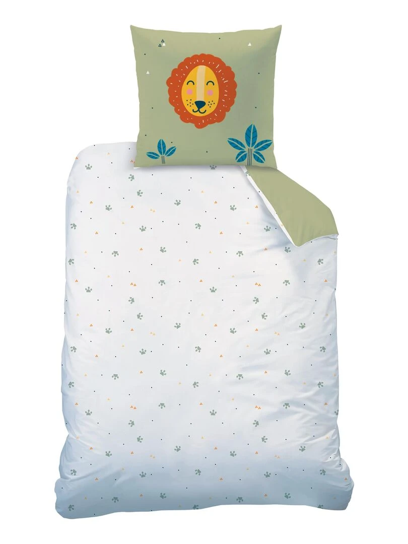 Parure de lit imprimée 100% coton  JUNGLE FRIENDS   Kaki