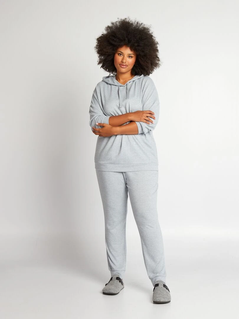 Bas de pyjama maille douce Jogging Bleu/gris