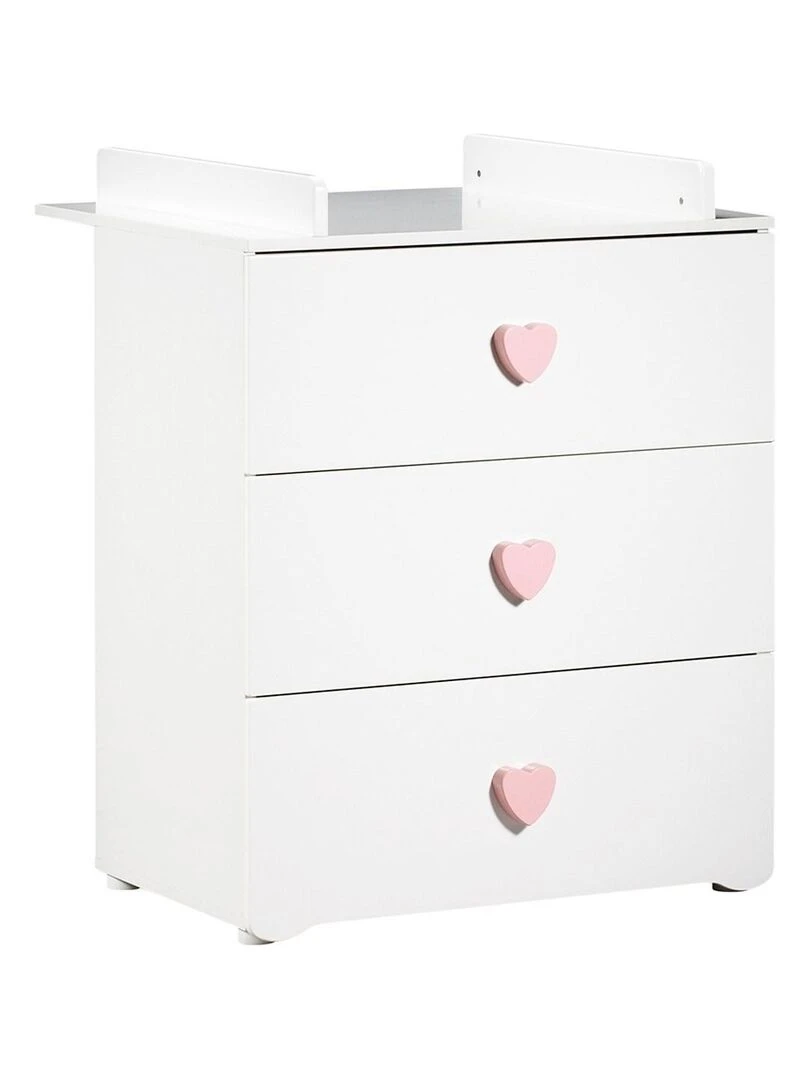 Chambre complète bébé avec lit 120x60cm  commode à langer et armoire 2 portes   BABYPRICE   Blanc Rose