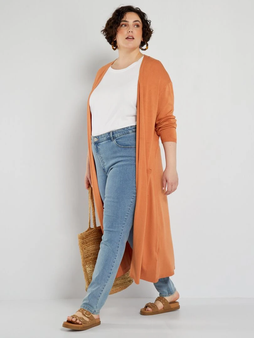 Gilet long en maille Orange
