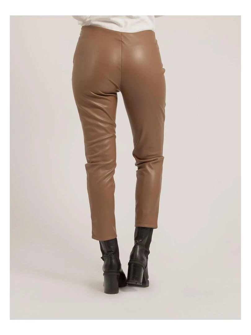 Pantalon legging simili cuir ELENA Marron