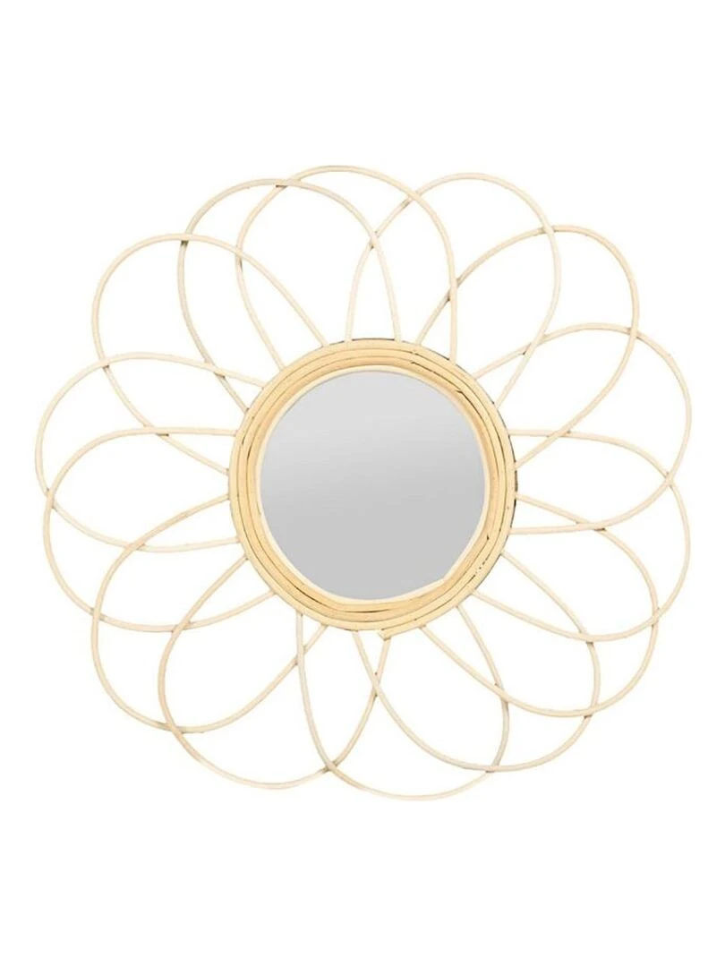 Miroir marguerite rotin D38.5 Beige