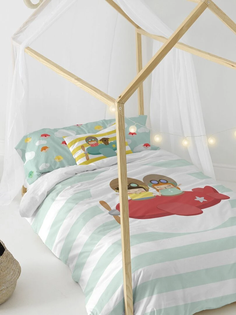 Parure housse de couette 2 pièces Learning to fly "Happyfriday" Multicolore