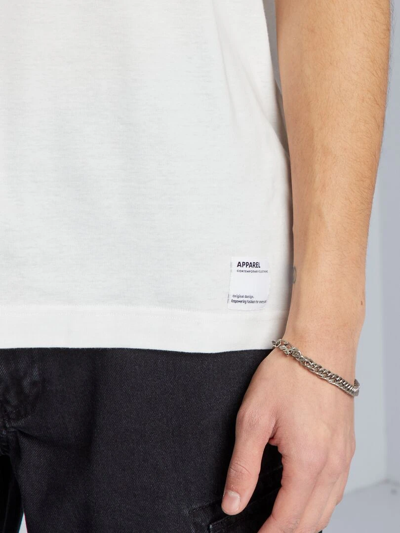 T shirt col rond en coton   blanc
