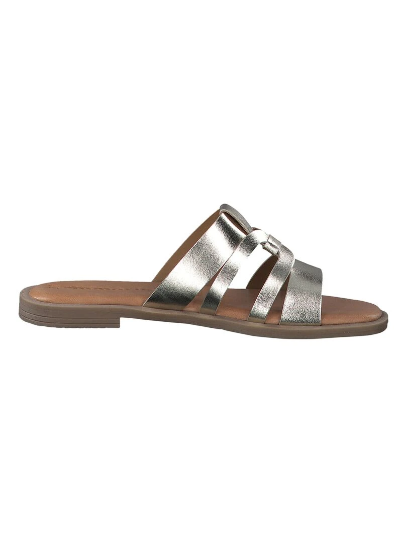 Sandales Plate Cuir Tamaris Doré/or