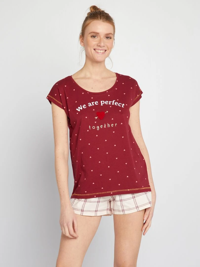 Ensemble de pyjama Love 2 pièces Rouge