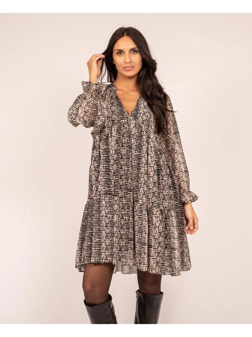 Robe courte motifs ITZEL Noir