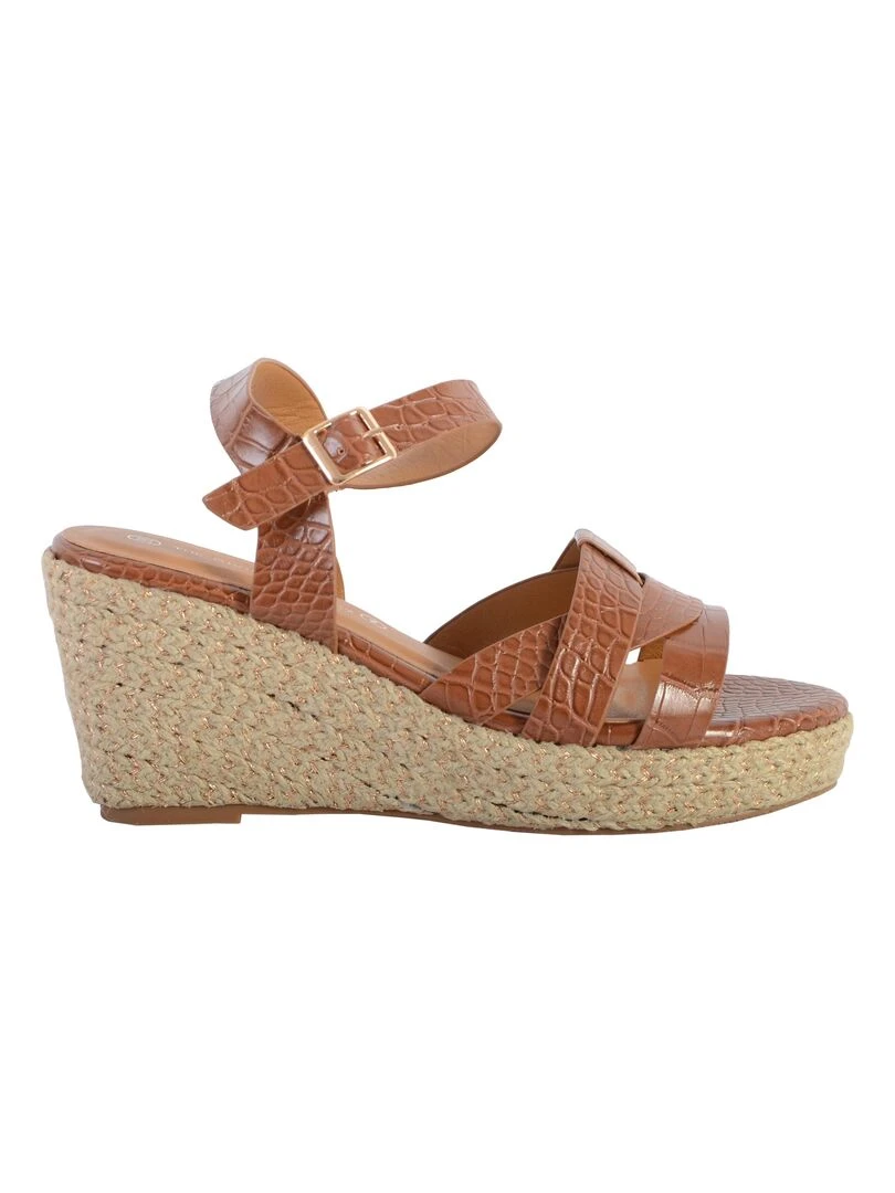 Sandale Compensée The Divine Factory QL4351   Marron