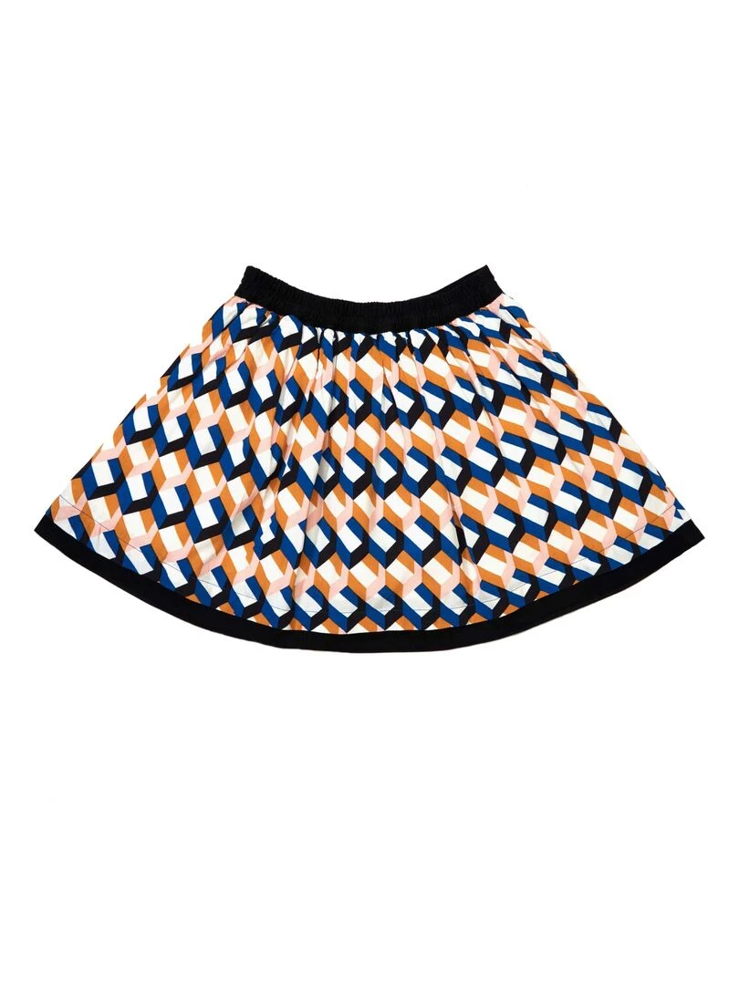 Jupe intersaison  imprimé géométrique      LILOU   'LA FAUTE A VOLTAIRE'   Bleu Jaune Bleu