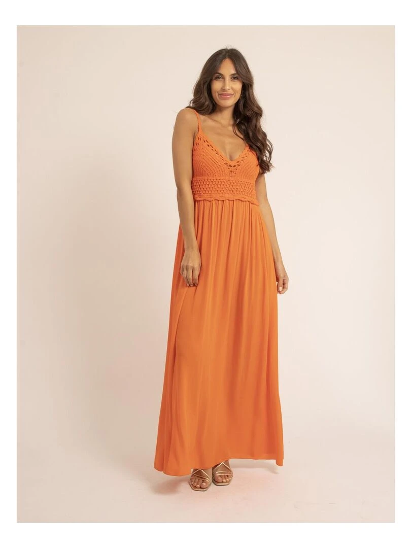 Robe longue crochet IGRALA Orange