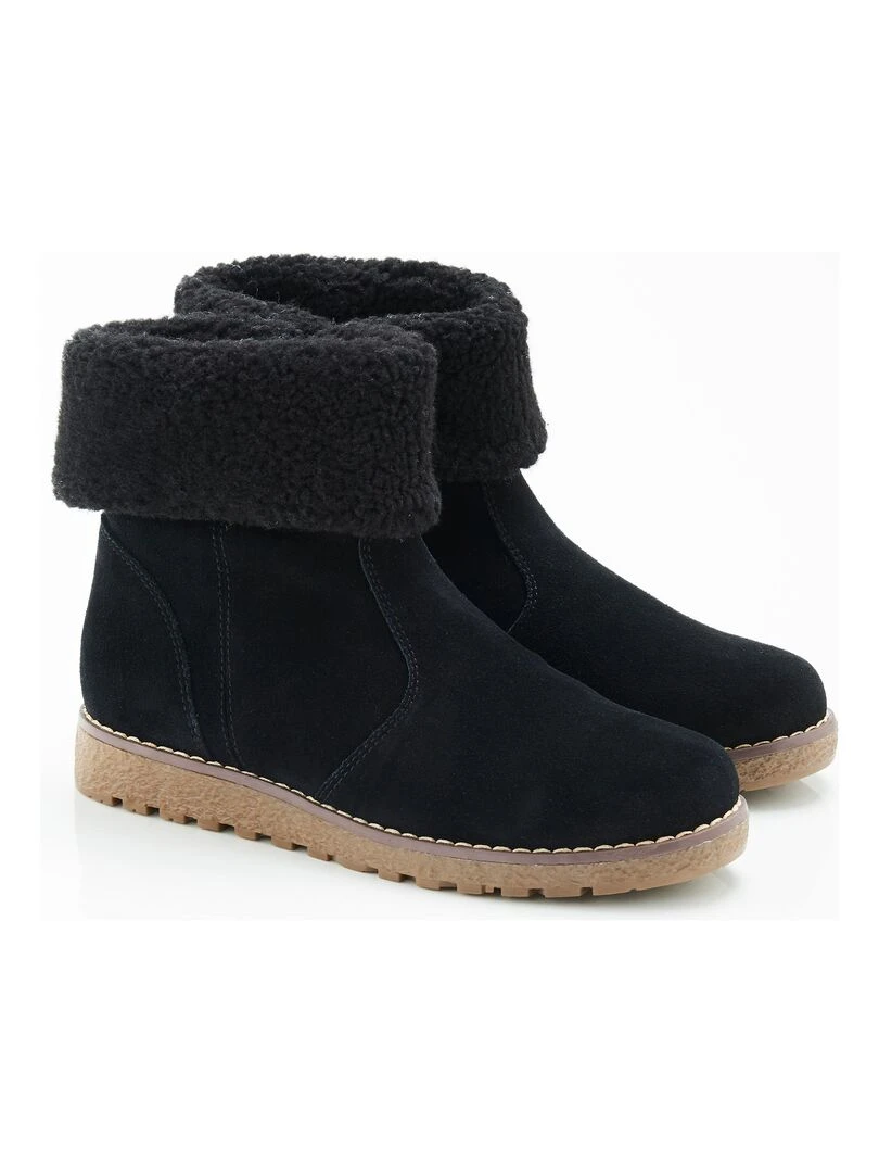 Boots fourrées à porter col relevé ou retourné Thermolactyl Damart Noir