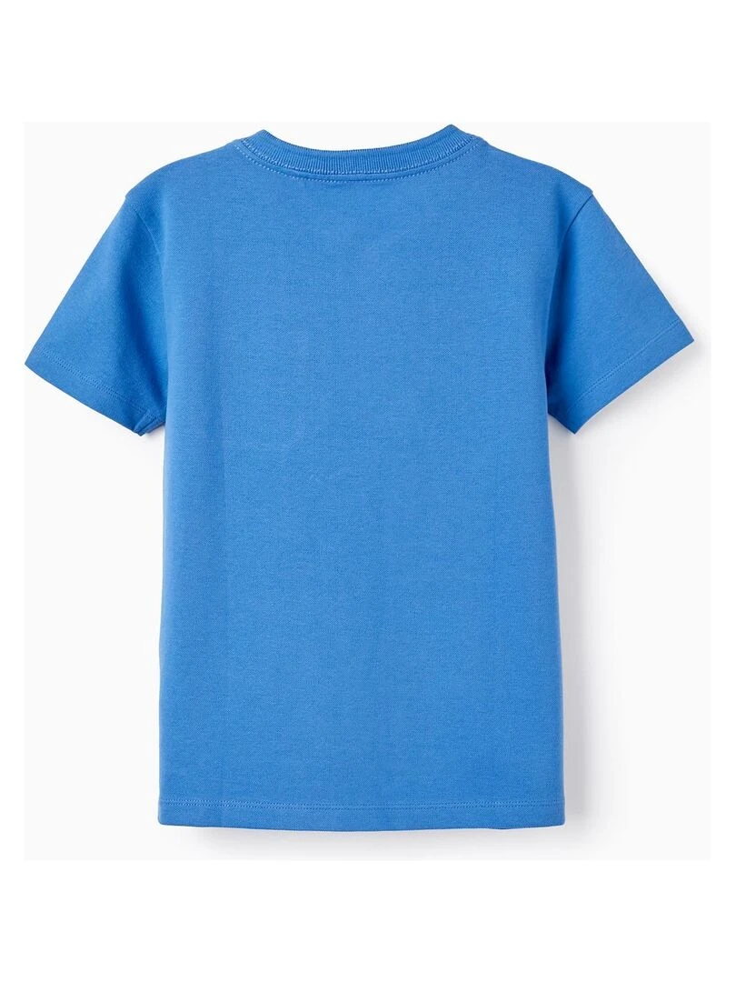 T shirt à manches courtes en piqué de coton pour garçon manches courtes Bleu