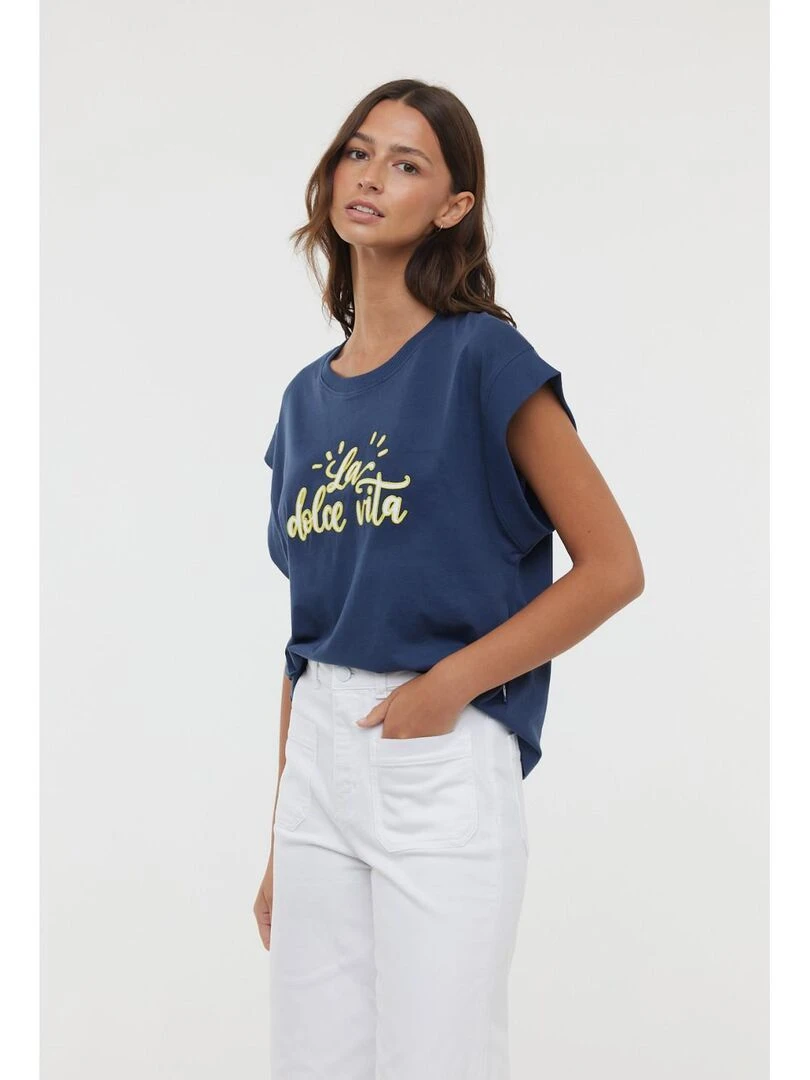 Lee Cooper T Shirt manches courtes coton regular ALCE SM Bleu marine