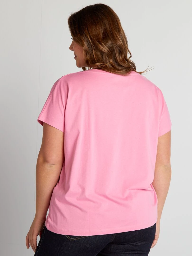 T shirt en coton avec imprimé   Fuschia