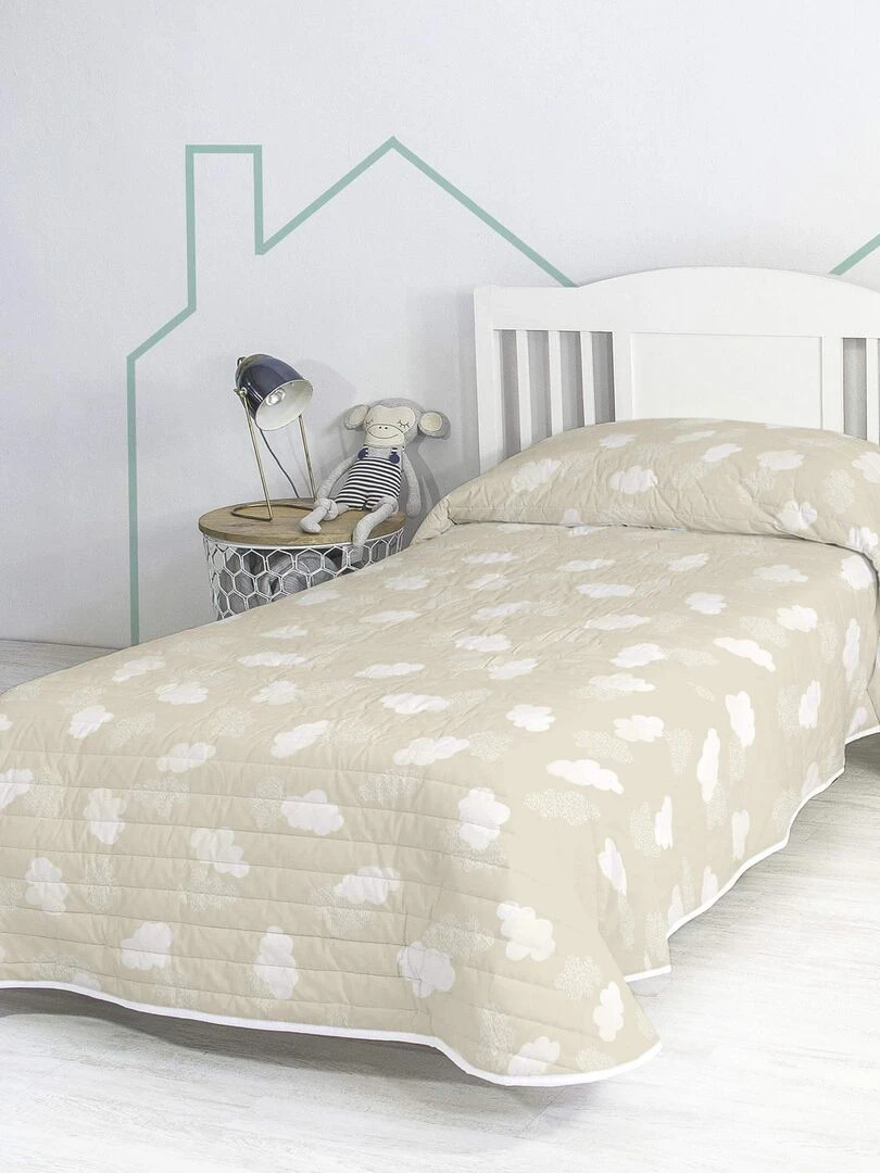 Couvre lit Clouds "Happyfriday" Beige