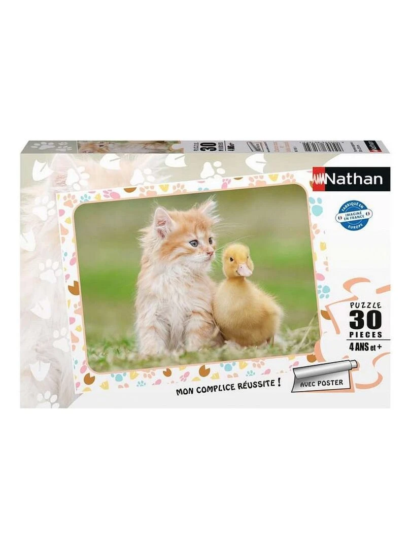 puzzle 30p chaton roux et bebe canard N/A