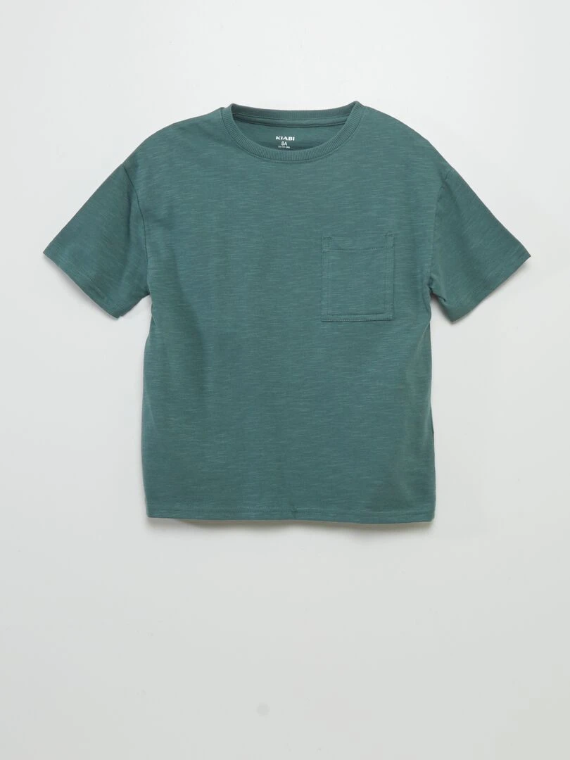 Tee shirt uni en maille moulinée Vert sapin