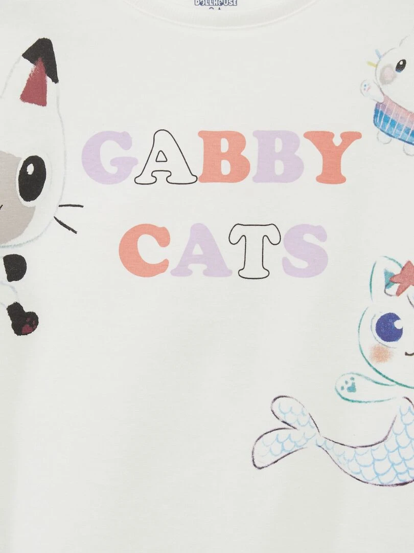 Tee shirt évasé 'Gabby et la maison magique' Blanc cats