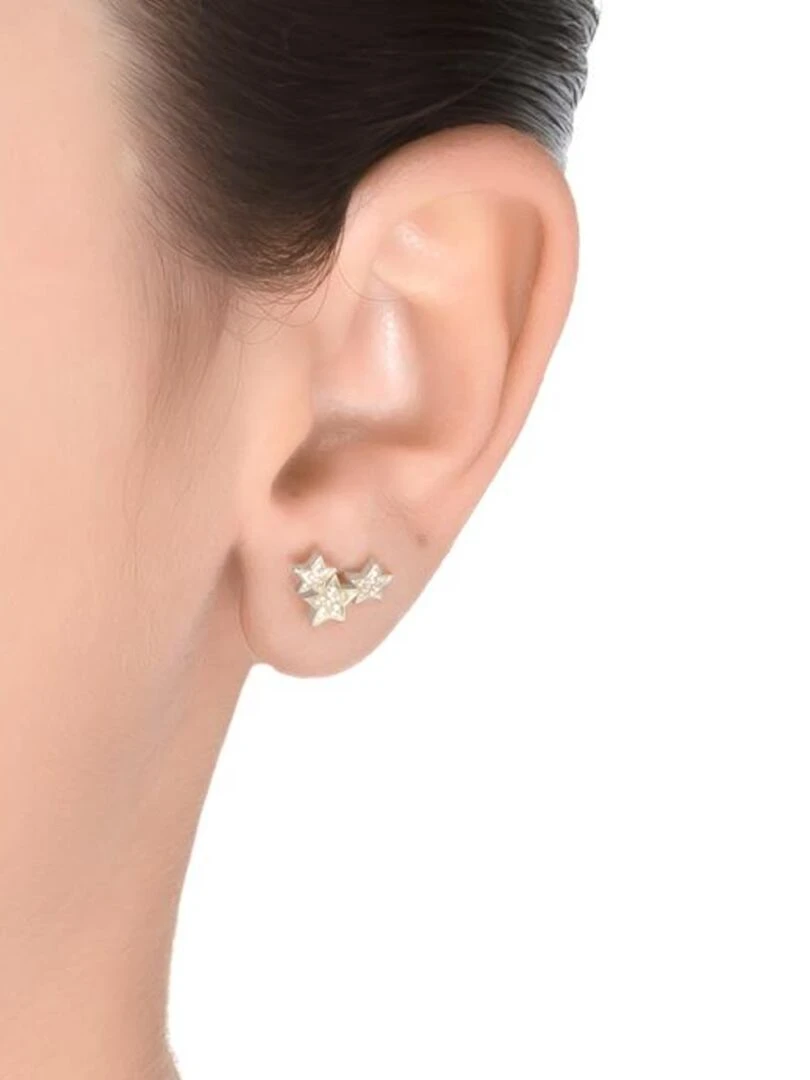 Boucles d'oreilles  en Argent 925 et Zirconium brillant de famille   Argent