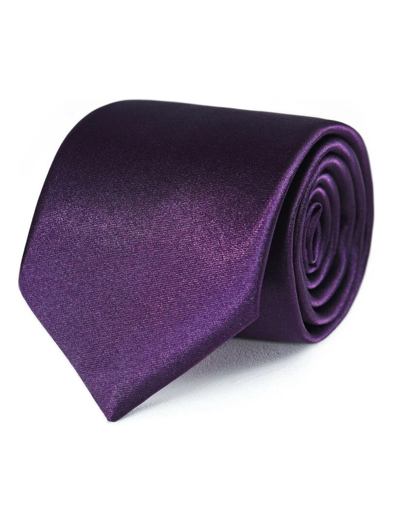 Cravate Satin Unie Fabriqué en Europe Violet prune