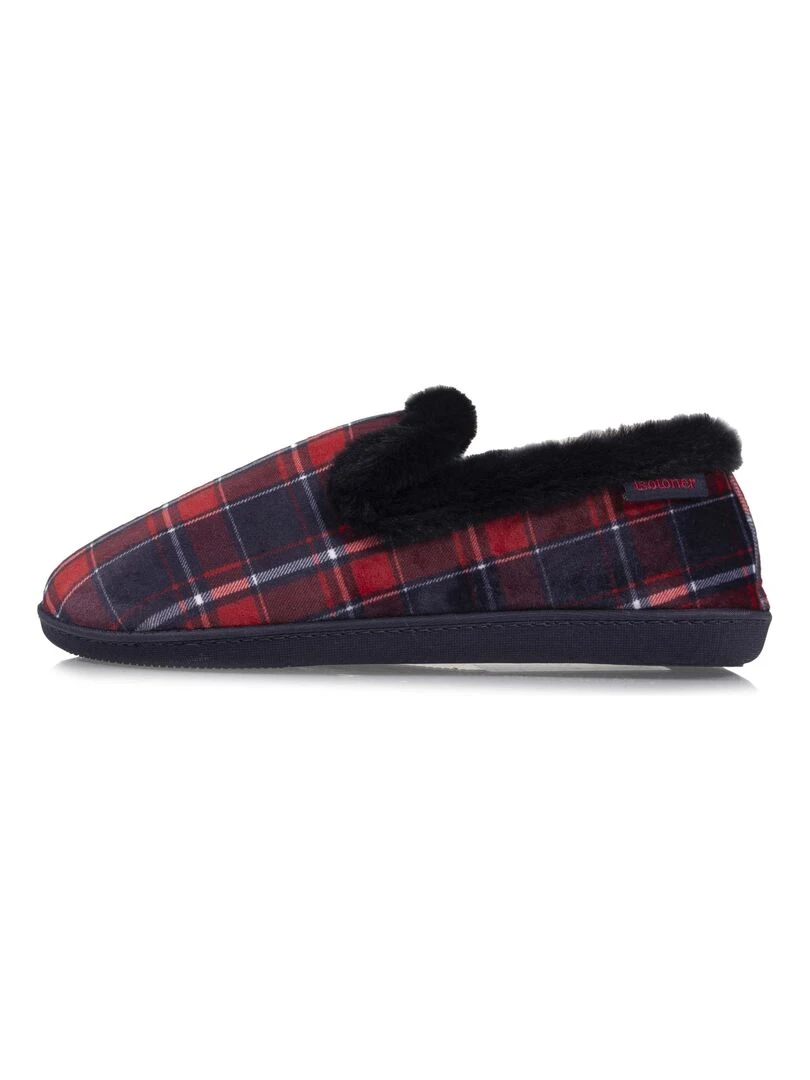 Chaussons charentaises fourrées Femme Tartan   Gris