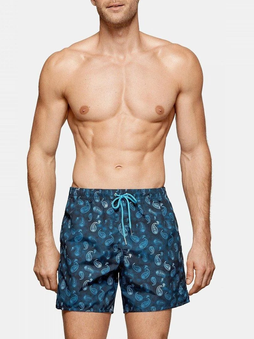 Maillot de bain short imprimé paisley Macassar Bleu