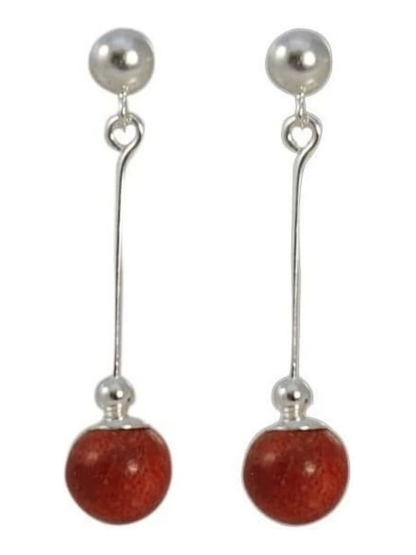 Boucles d'oreilles longues gorgone Bijoucolor Rouge