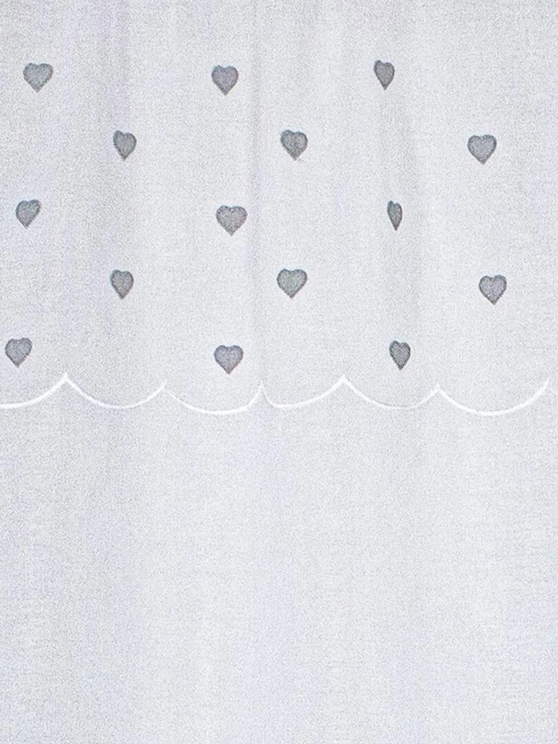 Paire de vitrages droits sablés avec top à coeurs   Gris clair