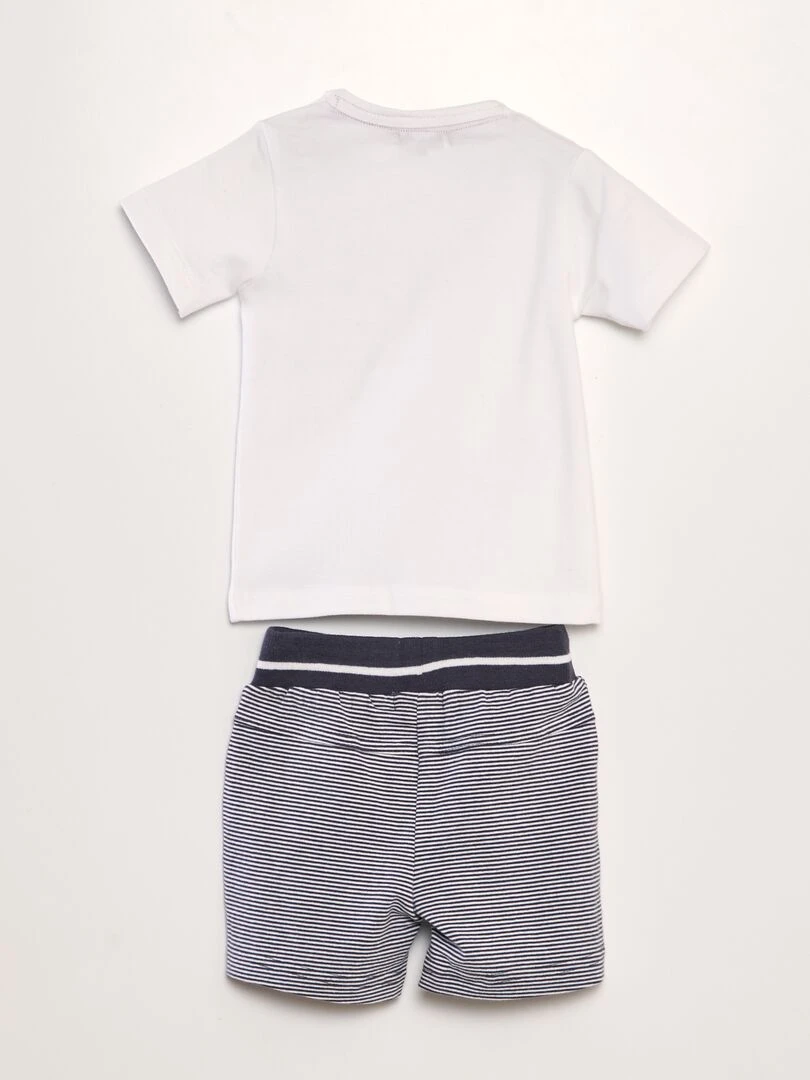 Ensemble t shirt + short   2 paires   Blanc