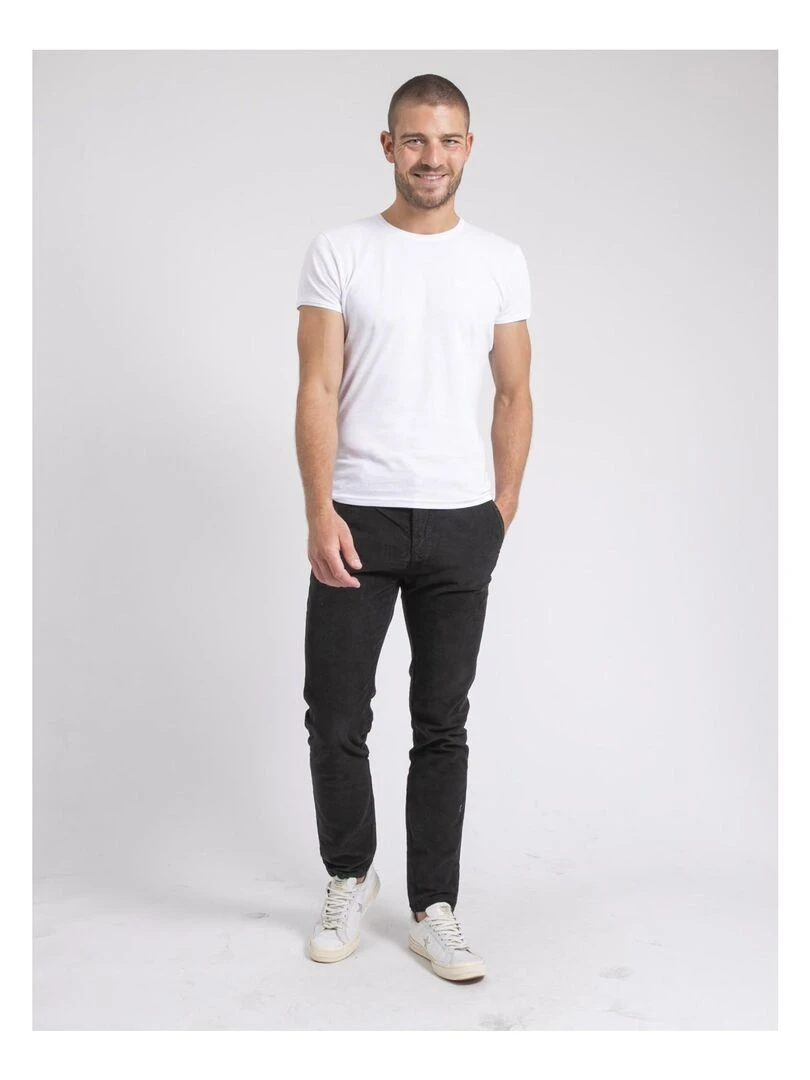 Pantalon chino pur coton velours côtelé VARENNES   Noir