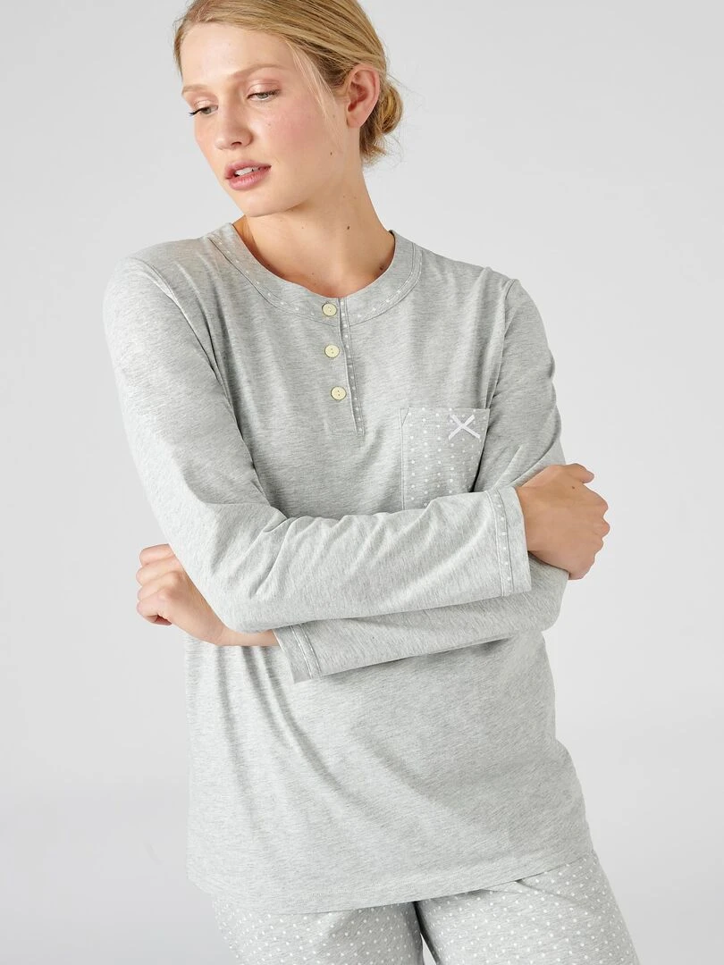 Pyjama maille jersey coton peigné   Damart   Gris chiné