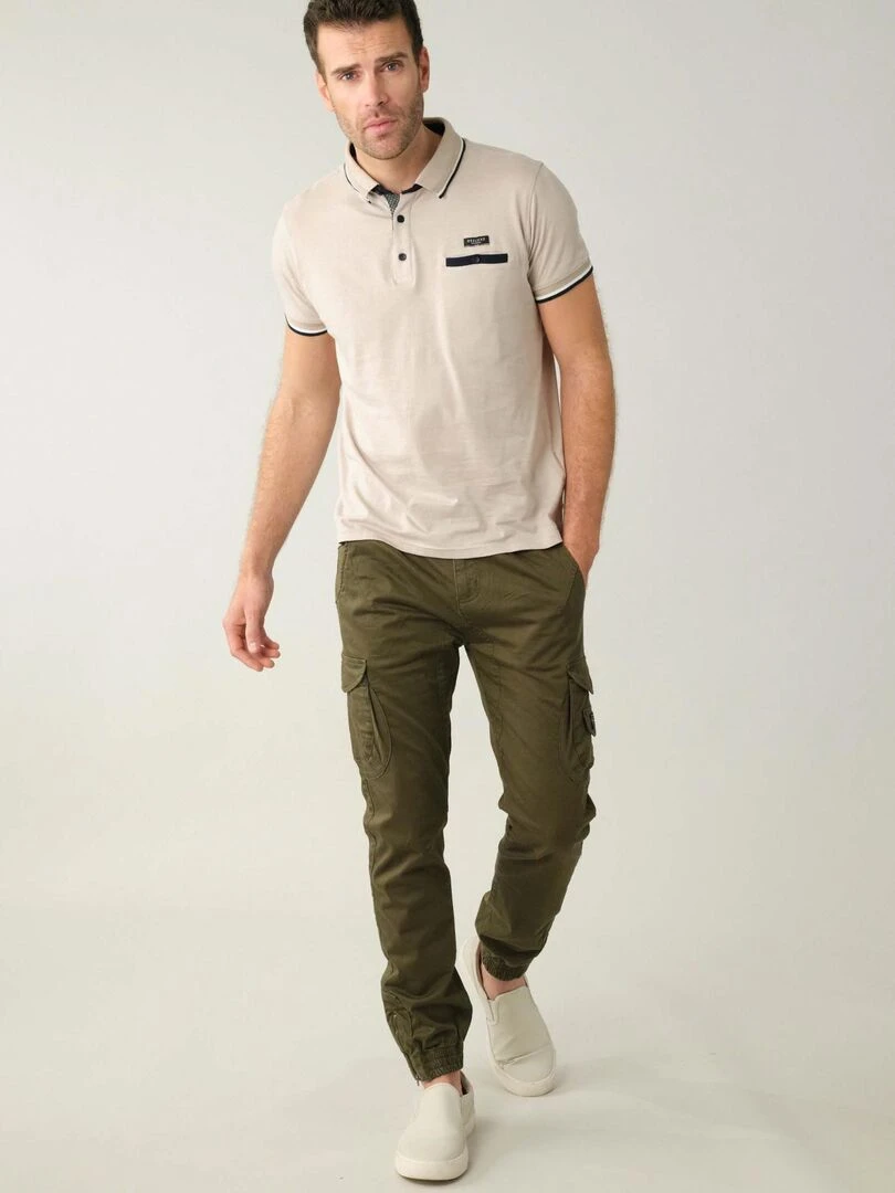 Polo en jersey pour homme 'Deeluxe'   Beige gris