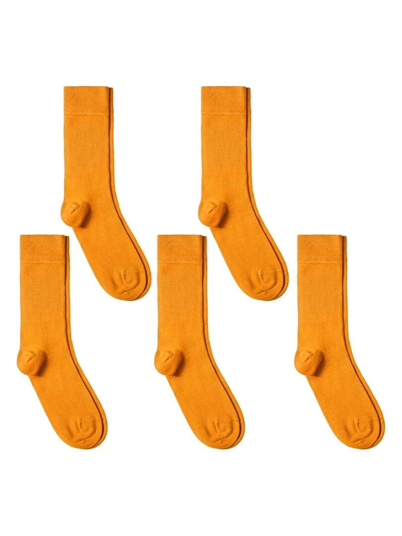 Chaussettes Jersey Coton Lot 5 Paires Fabrication UE Orange