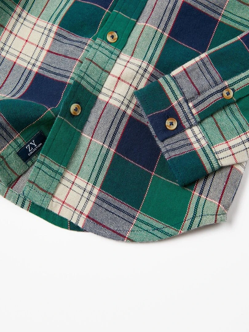 Chemise en coton à carreaux pour garçon 'You&Me' manches longues NOËL   Vert