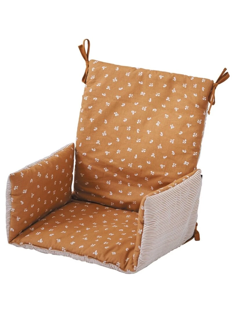 Candide Coussin de chaise haute bébé tissu réversible Marron caramel