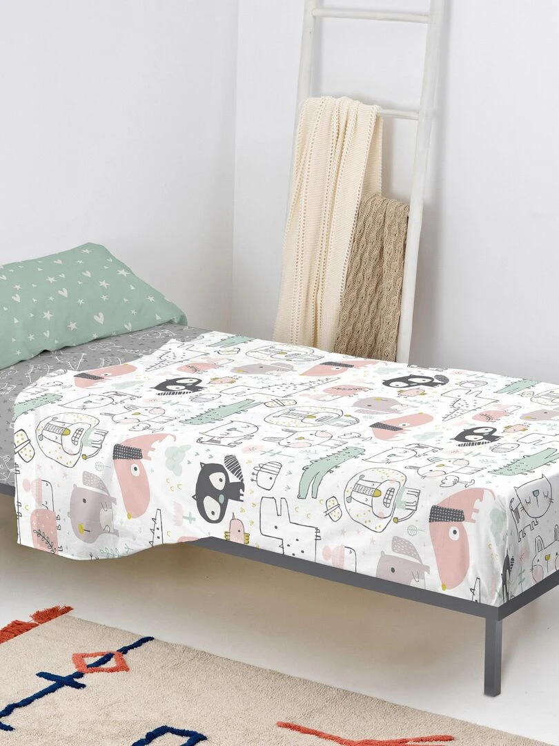 Parure de lit 2 pièces Best buddies "Happyfriday" Blanc