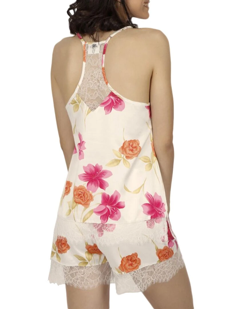 Pyjama short débardeur Thai Flowers Multicolore