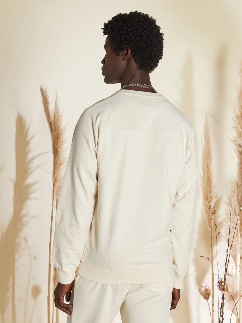 Sweat en molleton uni à manches raglantes   Blanc