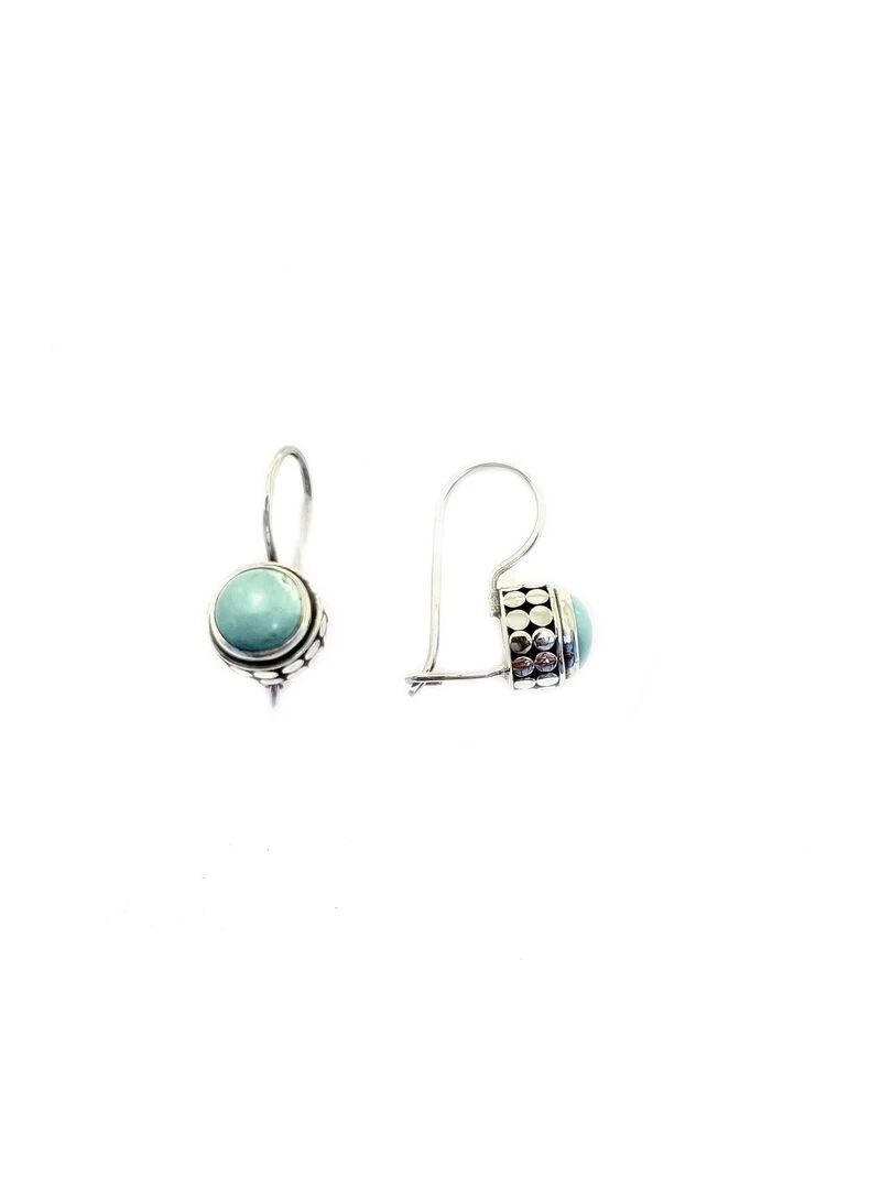 Boucles d'oreilles rondes en turquoise véritable Bijoucolor Bleu