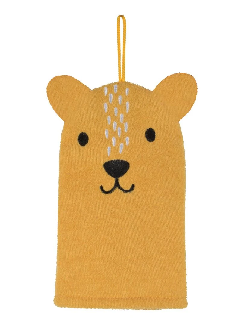 Gant de toilette marionnette enfant 14 x 21 cm Leopard Marron