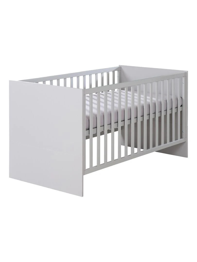 ROBA Lit Bébé Évolutif Lea en Bois   Convertible En Lit Junior   Hauteur Réglable   Gris Clair   Gris