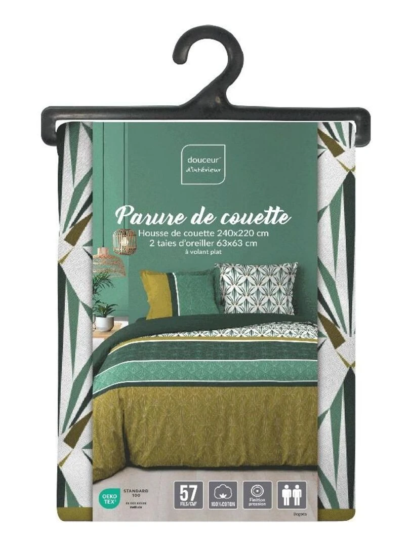 Housse de couette  + taie(s) Bogota coton 57 fils   Vert