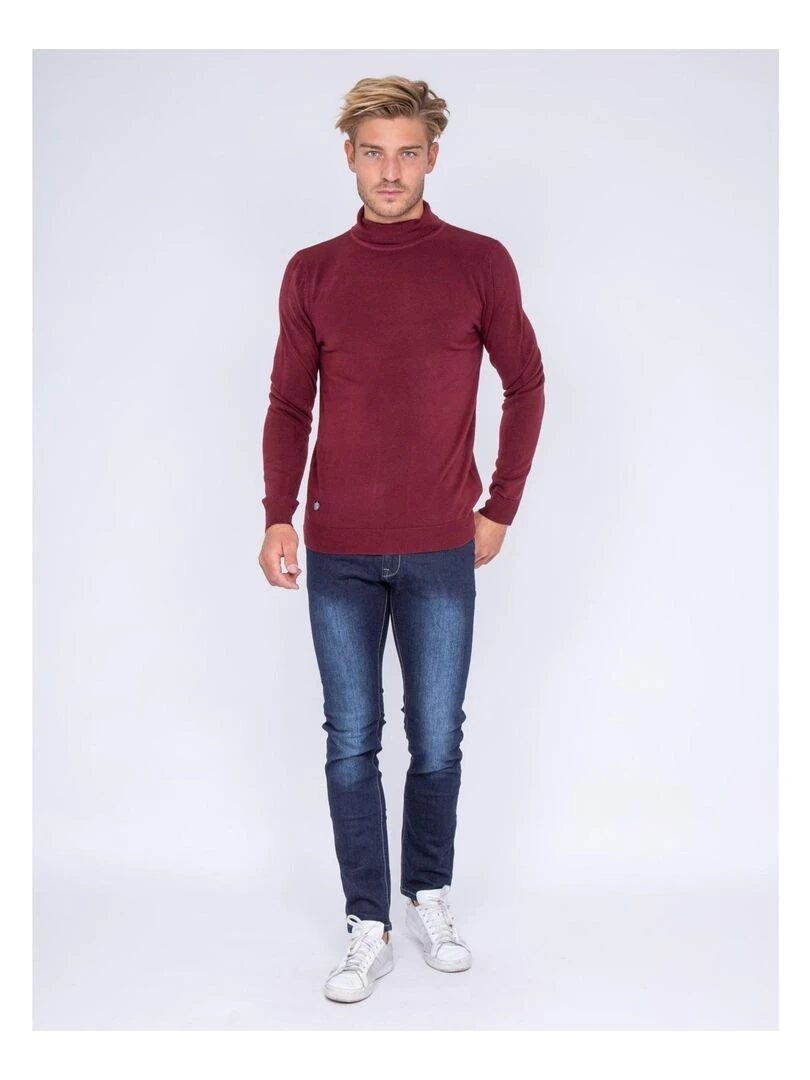 Pull col roulé aspect cachemire LOVOU   Bordeaux