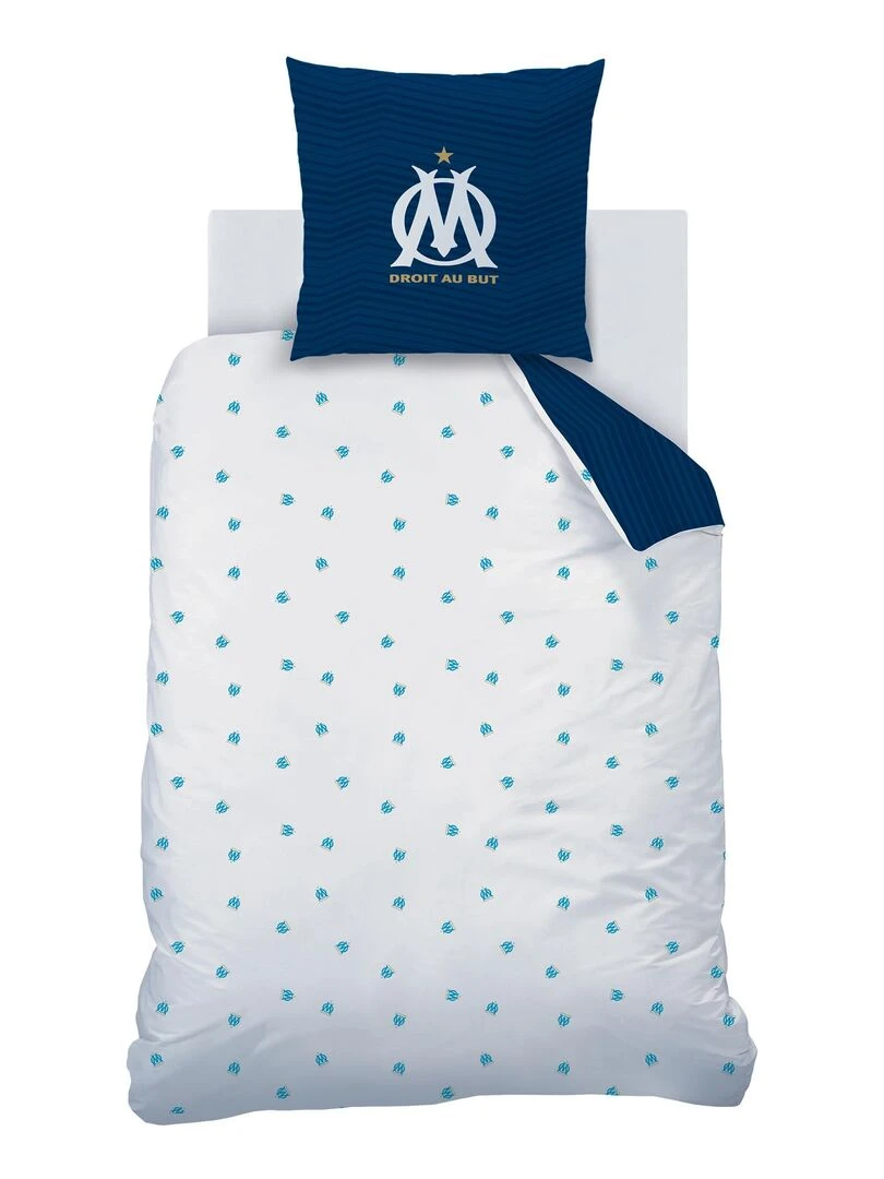 Parure de lit imprimée 100% coton  OM PRADO   Bleu marine