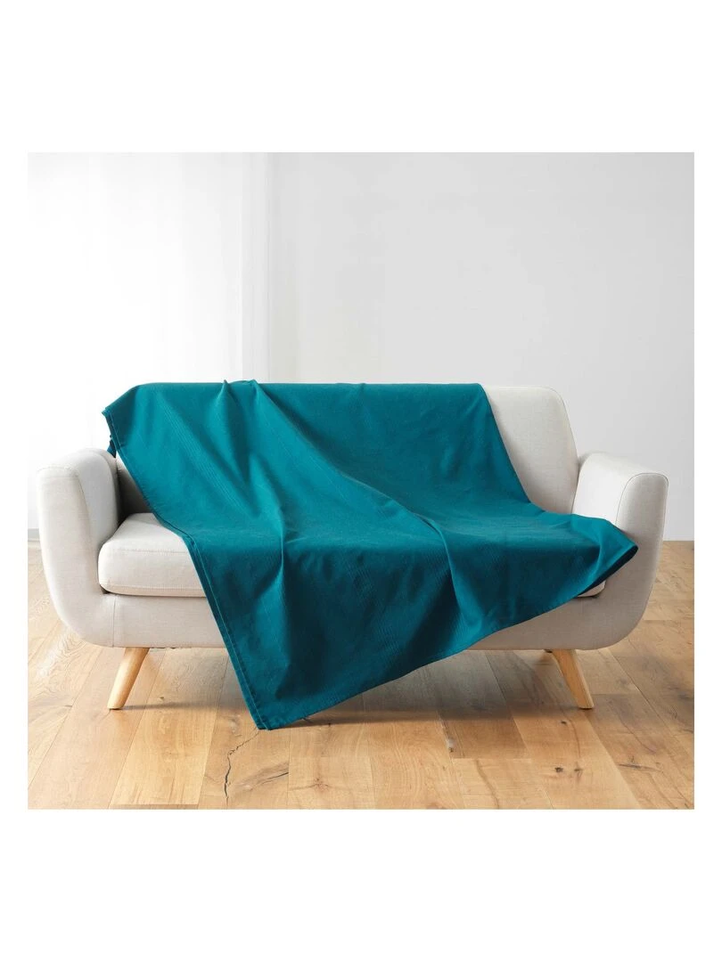 Plaid Jete de lit fauteuil Lucilia Bleu