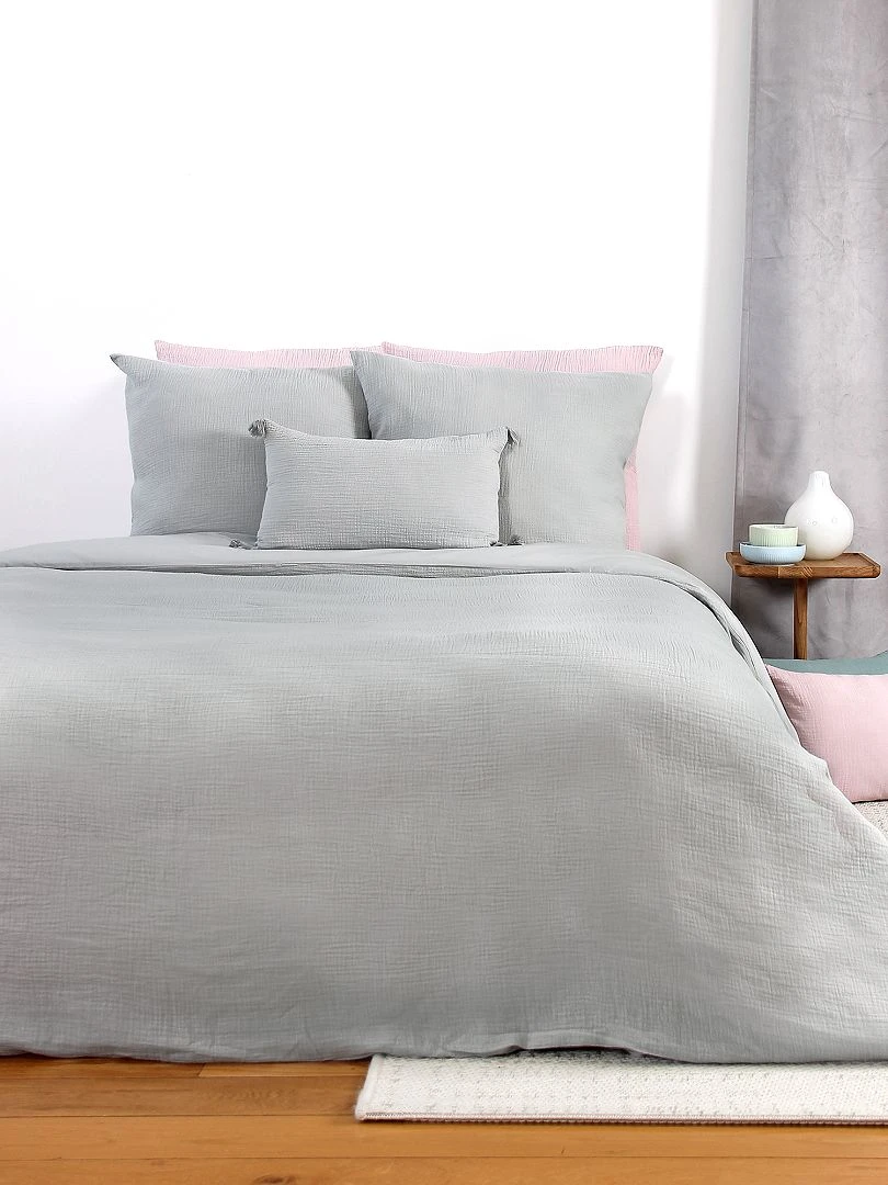 Parure de lit en gaze de coton gris