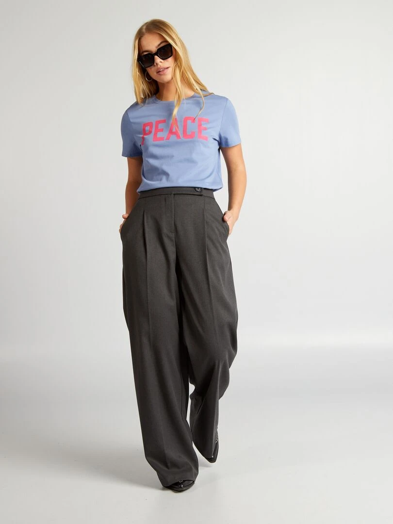 T shirt en jersey imprimé Bleu