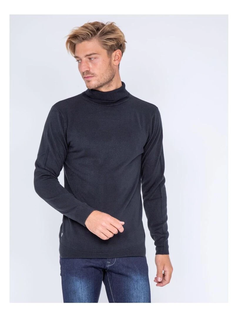 Pull col roulé aspect cachemire LOVOU Bleu marine